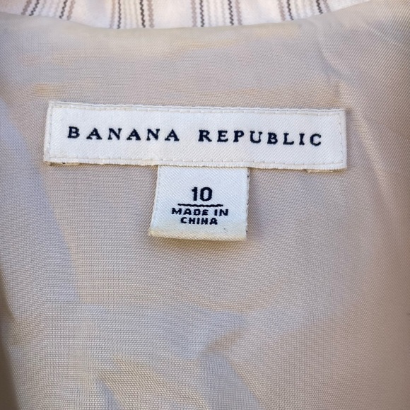 Banana Republic Striped Buttery Yellow Cotton Blazer Size 10 - Picture 3 of 10